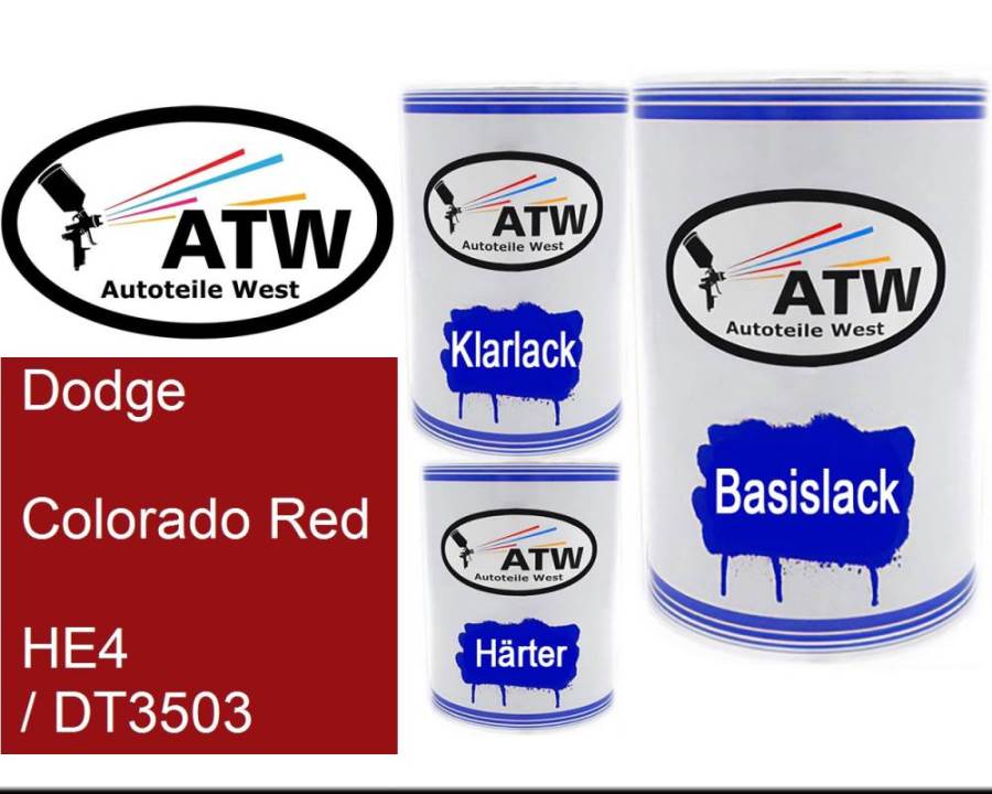 Dodge, Colorado Red, HE4 / DT3503: 500ml Lackdose + 500ml Klarlack + 250ml Härter - Set, von ATW Autoteile West.